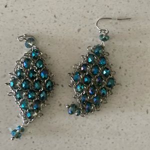 Blue fashion beaded earrings